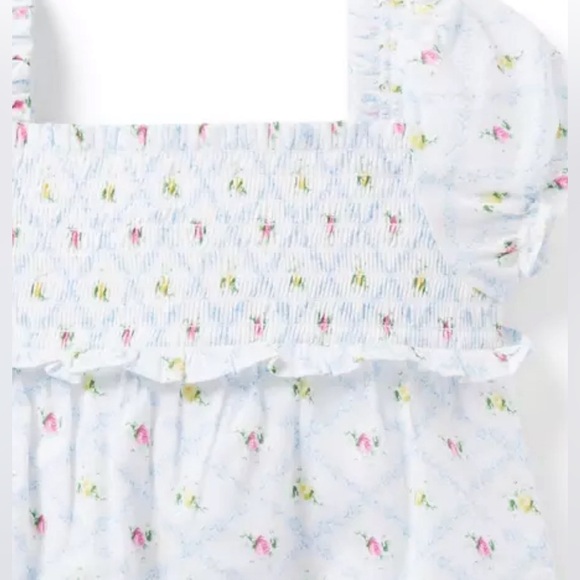 Janie & Jack Lily Floral Smocked Romper - 0-3 months - Picture 4 of 5